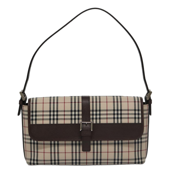 BURBERRY Nova Check Shoulder Bag Canvas Beige Silver Auth 106700 - Picture 13 of 16